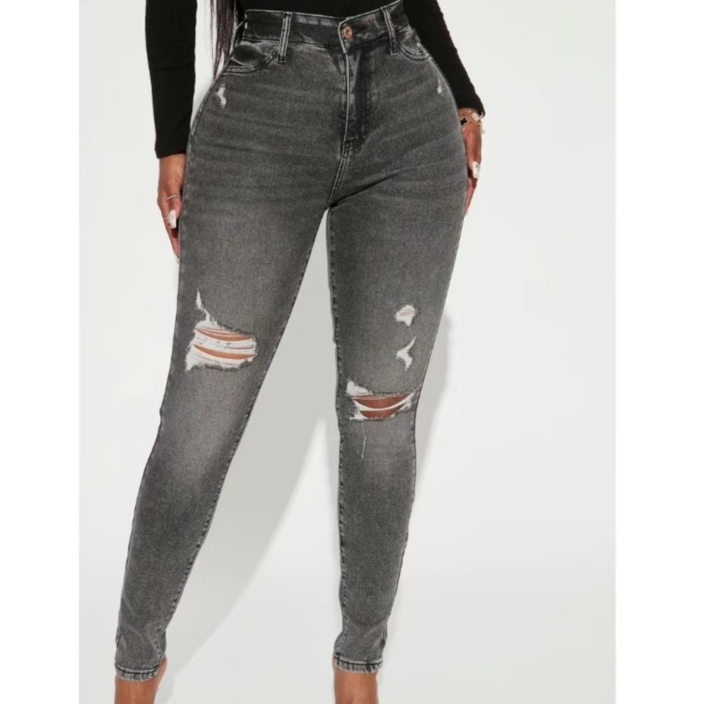Fashion Nova Charcoal Skinny Jeans